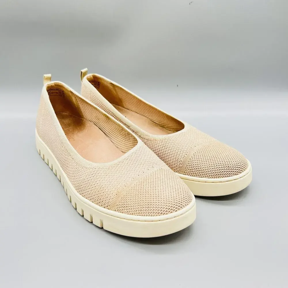 Vionic Shoes Womens 11 Beige Knit Uptown Skimmer Slip On Flats Walking Comfort